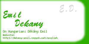 emil dekany business card